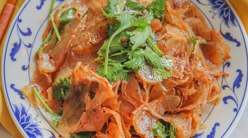 Chili oil dressed cold appetizer with cilantro